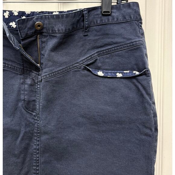 Brooks Brothers Cotton Skirt, Navy Blue Chino Style, Print Trim, Women's Size 8 - Picture 3 of 5